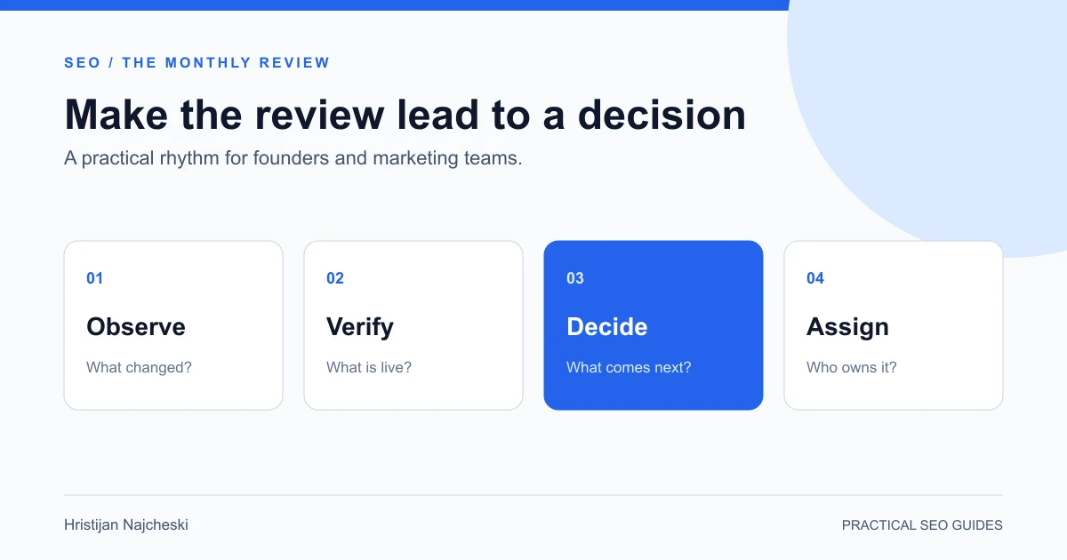 Monthly SEO Review: A Founder’s Guide to Better Decisions